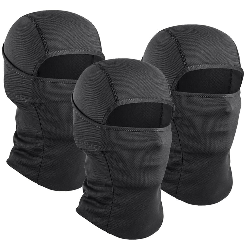 AXBXCX 3 Pieces Balaclava Face Mask Men Women, Breathable Ski Mask Full Face Mask Summer for Motorcycle Fishing Skiing Black