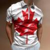 Canada Flag Polo Shirts for Men Zip Up Short Sleeve Golf Shirt Casual Collared T Shirt 2XL view 2