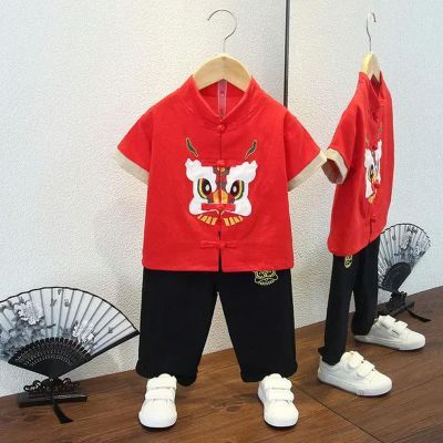 JIMINISO Cotton Linen Embroidered Tang Suit Chinese Clothes Tai Chi Uniform Blouse Pants