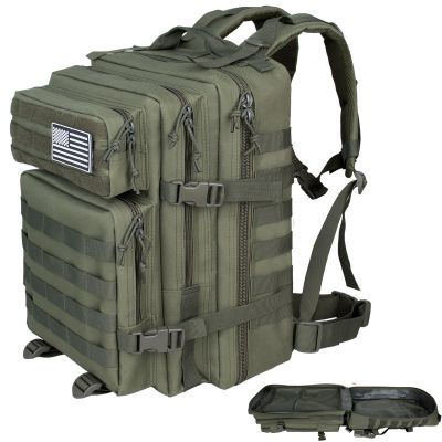 RooPoke 45L Large Tactical Backpack For Men Military Army Assault Pack Highland Backpacks, Molle Daypack 3 Day Bug Out Bag Hiking Camping Outdoor Rucksack,Green