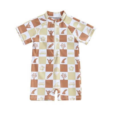 MAYUMMPY Baby Boys Girls One Pieces Rash Guard Swimsuit Jumpsuit Kids Summer Swimwear Bathing Suit (US, Age, 0 Months, 3 Months, Khaki)