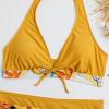 Bikini Sets for Women,2024 Summer Sexy Push Up V Neck Halter Tie Up Top Two Piece Swimsuit,Trendy Floral Print Hawaiian Tropical High Waisted Tummy Control Swim Shorts Beachwear(Yellow,M) view 3