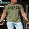 Savage Men's Workout Shirt for Men, Gym Funny Deadlift Lifting T-Shirt (SM, Savage Military Green Branded) view 3