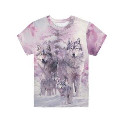 Guosanchn Boys Wolf Tee Short Sleeve Shirts 3-4T Pink Summer Clothes T-Shirt for Kids Girl Crewneck Pullover Tops Athletic T Shirt School Playwear, 3D Animals Print
