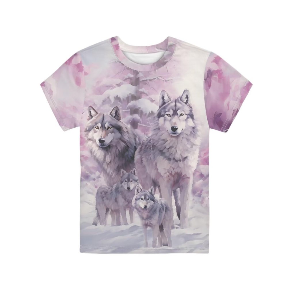 Guosanchn Boys Wolf Tee Short Sleeve Shirts 3-4T Pink Summer Clothes T-Shirt for Kids Girl Crewneck Pullover Tops Athletic T Shirt School Playwear, 3D Animals Print