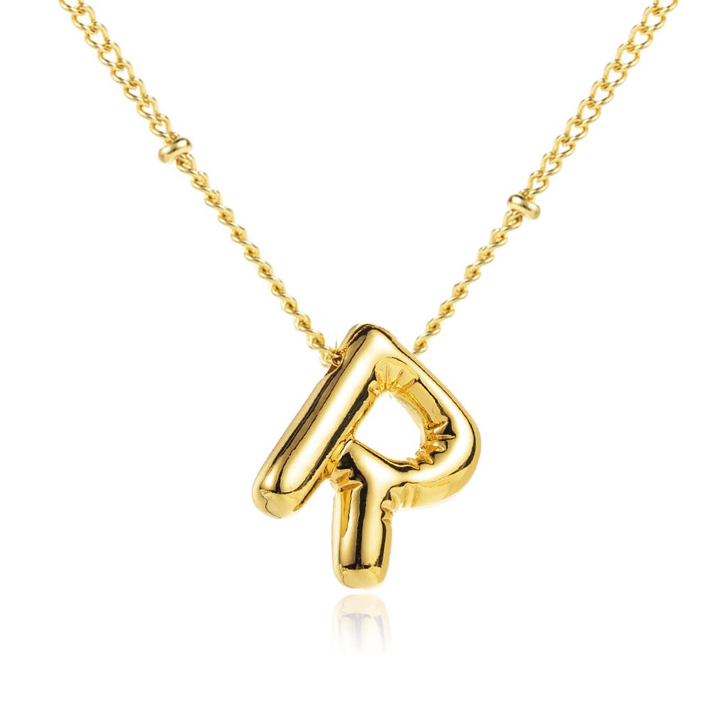 Bubble Letter Necklace Gold Initial Necklaces for Women Puffy A-Z Letter Pendant Balloon Initial Charm Necklace Trendy Jewelry Stocking Stuff Birthday Christmas Gifts for Friends Valentines Day Gifts for Her