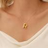 Bubble Letter Necklace Gold Initial Necklaces for Women Puffy A-Z Letter Pendant Balloon Initial Charm Necklace Trendy Jewelry Stocking Stuff Birthday Christmas Gifts for Friends Valentines Day Gifts for Her view 2
