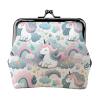 Pu Leather Buckle Coin Purse Rainbow-Unicorn-Cartoon Girls Kiss-Lock Change Purse Wallets view 1