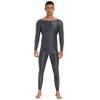 Freebily Men's 2Pcs Nylon Long Sleeves Undershirts with Skinny Tights Leggings Shapewear Costume Dark Grey X-Large view 1