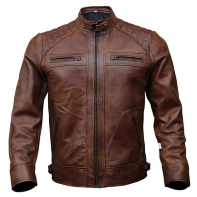 Combo Gift Set Offer for Men | Original Lambskin | Brown Leather Jacket & Free Wallet (MARIAH Diamond Miami Cafe Racer D-968378, US, Alpha, X-Large, Regular, Regular)