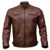 Combo Gift Set Offer for Men | Original Lambskin | Brown Leather Jacket & Free Wallet (MARIAH Diamond Miami Cafe Racer D-968378, US, Alpha, X-Large, Regular, Regular) view 1