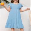 blibean Girls Dresses Summer Sleeveless Sundress Flutter Tween Cute Sun Dress A-line Layered Dresses Kids Casual Pockets Skater Clothes Solid Dressy Outfit Size 14 15 16 Years Baby Blue view 2