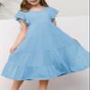 blibean Girls Dresses Summer Sleeveless Sundress Flutter Tween Cute Sun Dress A-line Layered Dresses Kids Casual Pockets Skater Clothes Solid Dressy Outfit Size 14 15 16 Years Baby Blue view 4
