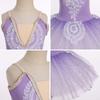 AFAVOM Ballet Leotards for Girls Lace Flower Camisole Leotard Skirted Performance Swan Lake Ballet Dance Dress Glitter Ballerina Dancewear for Toddler Kids Teen Girls with Armbands Purple 9-10 Years view 3