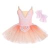 AFAVOM Ballet Leotards for Girls Lace Flower Camisole Leotard Skirted Performance Swan Lake Ballet Dance Dress Glitter Ballerina Dancewear for Toddler Kids Teen Girls with Armbands Pink 9-10 Years