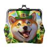 Pu Leather Buckle Coin Purse Shiba-Inu-St-Patrick Girls Kiss-Lock Change Purse Wallets view 1