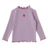 Toddler Girl Fruit Pattern Lettuce Trim Ruffle Long Sleeve Top Crew Neck for 1 to 7 Years Girls (Purple, 6-7 Years) view 1