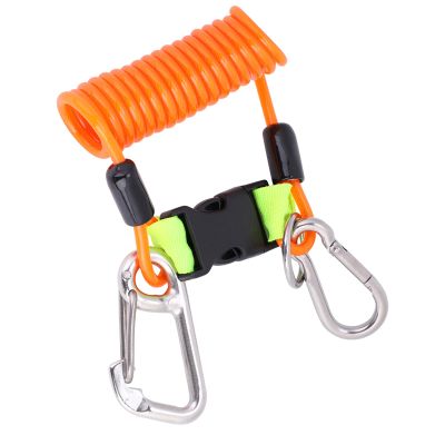 gernie Diving Lanyard, Heavy Duty Stainless Steel Spring Coiled Lanyard with Quick Release Buckle, Diving Coil Landyard, Stainless Steel Spring Coiled Camera Lanyard (Orange)