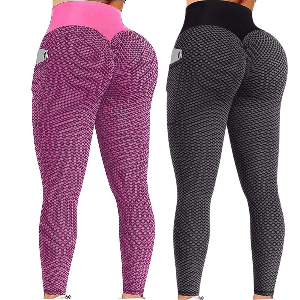2PCS Butt Lifting Leggings Plus Size Tummy Control Seamless Legging for Women High Waist Workout Gym Yoga Pant Tummy Control Butt Lift Scrunch Booty Compression Tights