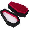 Luxshiny Velvet Coffin Ring Box Case Holder: Gothic Jewelry Organizer Decorations Coffin Jewelry Display Box Preset Wraps for Gothic Wedding Halloween Day of The Dead Supplies view 1