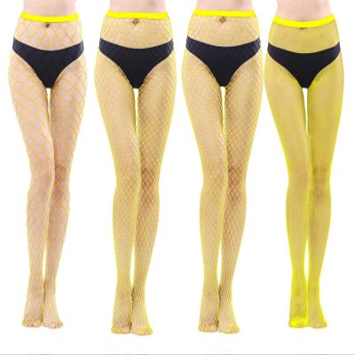 4 pieces of women's fishing net tight pants, super elastic mesh stockings, Gothic pantyhose, party club dance sexy lingerie