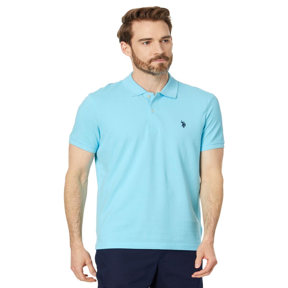U.S. Polo ASSN. Men's Slim Fit Solid Pique Polo Shirt, Tropical Breeze, X-Large