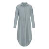Women's Maxi Shirt Dress 2024 Spring Summer Long Sleeve Dresses Lapel V Neck A Line Flowy Elegant Party Long Dresses Gray view 4