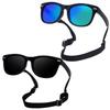 COOLSOME Kids Flexible Polarized UV400 Sunglasses with Strap For Boys Girls Toddler 0-10 (2, black+black/mirrored(0-3 yrs/0-36 mths), 42mm)