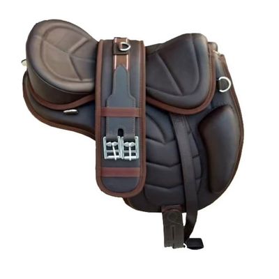 Sazaar Tack Treeless Freemax Horse Leather Brown Softy Saddle Light Weight Beautiful Classic Riding Saddle 12" to 18" (17" Seat)