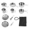 KJAOYU 12 Pcs Camping Cookware Set,Camping Cookware Set Folding Handle 304 Stainless Steel Portable Picnic Cooking Pot Cup Set view 1