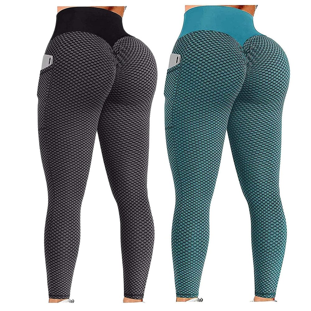 2PCS Workout Leggings For Women Seamless Tummy Control Leggings for Women Butt Lift High Waisted Tummy Control No See-Through Yoga Pants Workout Running Leggings Scrunch Butt Seamless Gym Booty Tights
