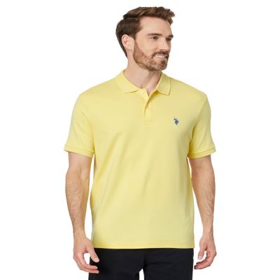 U.S. Polo ASSN. Men's Solid Interlock Polo, California Yellow, Small