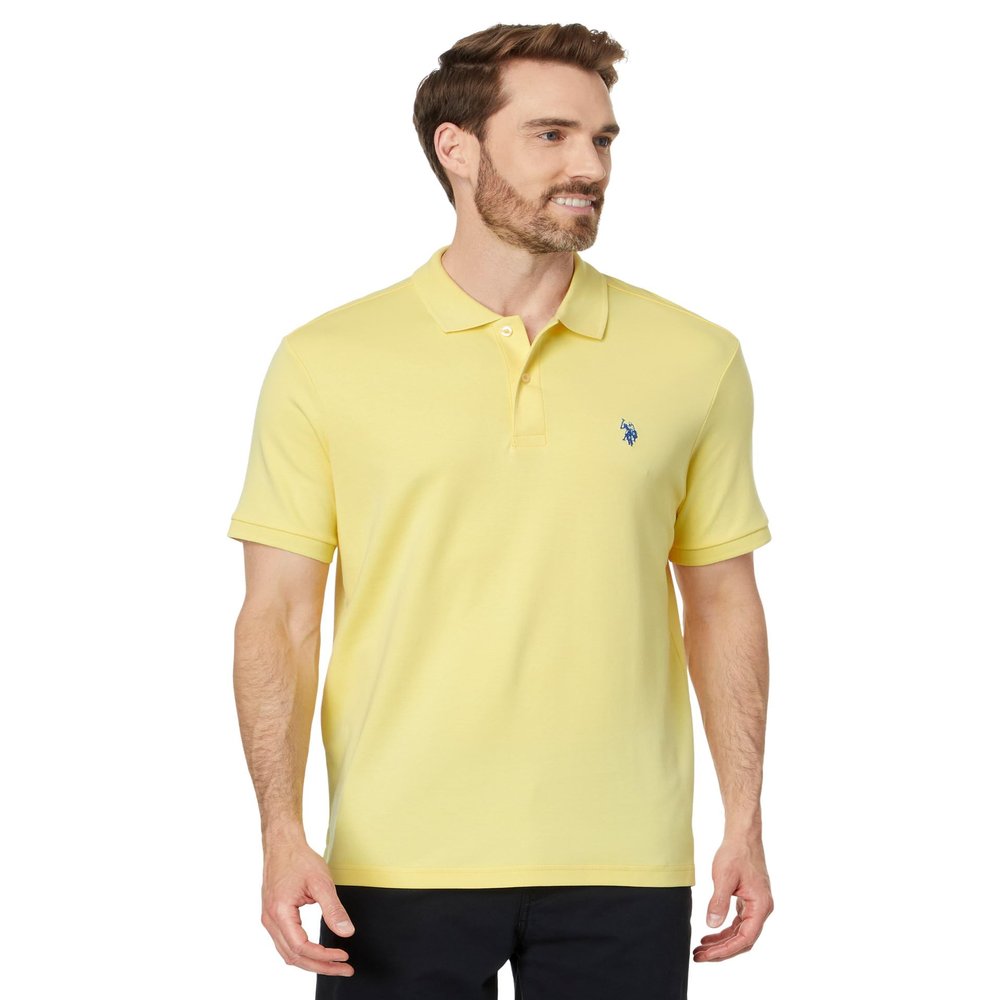U.S. Polo ASSN. Men's Solid Interlock Polo, California Yellow, Small