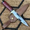 Custom Handmade Hunting Dagger Knife,440C Blade Fixed Blade Knife with Leather Sheath view 2