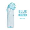 CELEIR Portable Fruit Extract Sports Water Bottle - 16 oz Capacity - Reusable drinking cup with a delicious twist (complimentary cup brush and straw brush), Matte blue (with 7 flavors) view 2