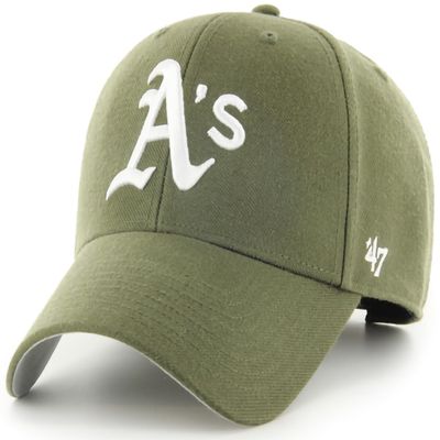 47 Brand MLB Sandalwood Team Color Primary Logo MVP Adjustable Structure Baseball Cap Hat, Adult One Size Fits All - Oakland Athletics Sandalwood