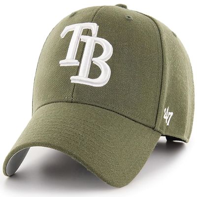 47 Brand MLB Sandalwood Team Color Primary Logo MVP Adjustable Structure Baseball Cap Hat, Adult One Size Fits All - Tampa Bay Rays Sandalwood