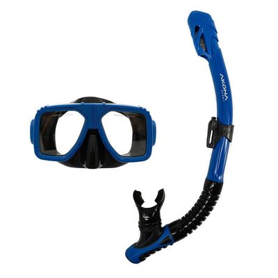 Akona Adult Mask and Snorkel Set - Blue/Black Silicone