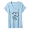 Womens Funny Cute Doodle Robot Thinking V-Neck T-Shirt view 1