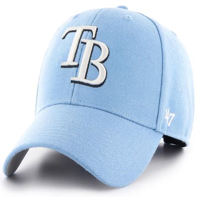 47 MLB Alternate Primary Logo MVP Structure Adjustable Hat, Adult One Size Fits All - Tampa Bay Rays - Columbia Blue