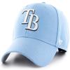 47 MLB Alternate Primary Logo MVP Structure Adjustable Hat, Adult One Size Fits All - Tampa Bay Rays - Columbia Blue