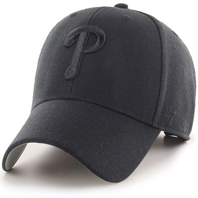 47 Brand MLB Black Black Primary Logo MVP Adjustable Structure Baseball Cap Hat, Adult One Size Fits All - Philadelphia Phillies Black