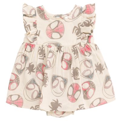 Marvel Spidey and His Amazing Friends Spider-Man Miles Morales Ghost-Spider Newborn Baby Girls Cotton Gauze Dress Newborn