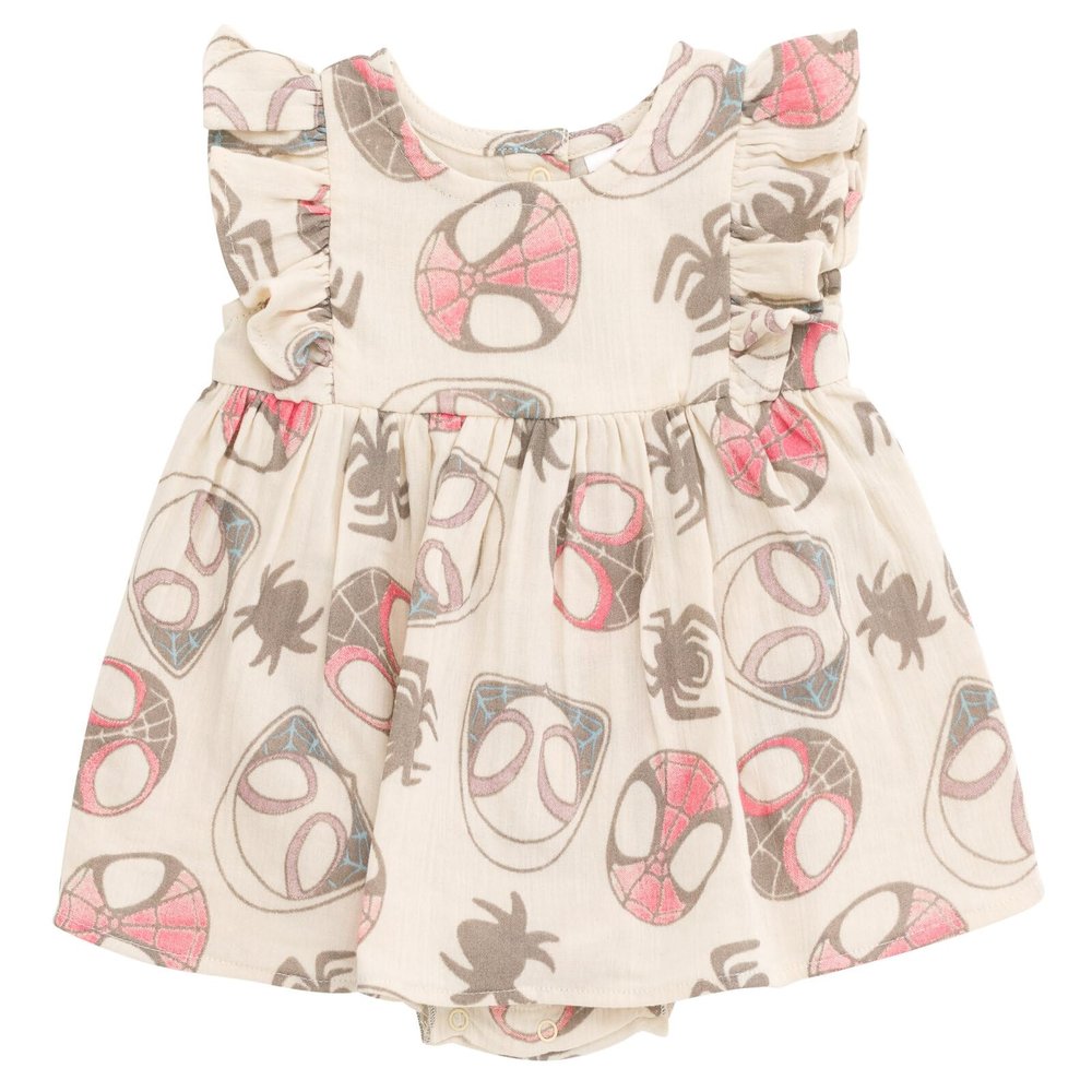 Marvel Spidey and His Amazing Friends Spider-Man Miles Morales Ghost-Spider Newborn Baby Girls Cotton Gauze Dress Newborn