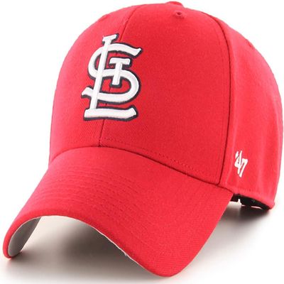 47 Brand MLB Team Color Primary Logo MVP Adjustable Structure Baseball Cap Hat, Adult One Size Fits All - St Louis Cardinals Red