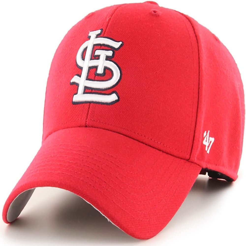 47 Brand MLB Team Color Primary Logo MVP Adjustable Structure Baseball Cap Hat, Adult One Size Fits All - St Louis Cardinals Red