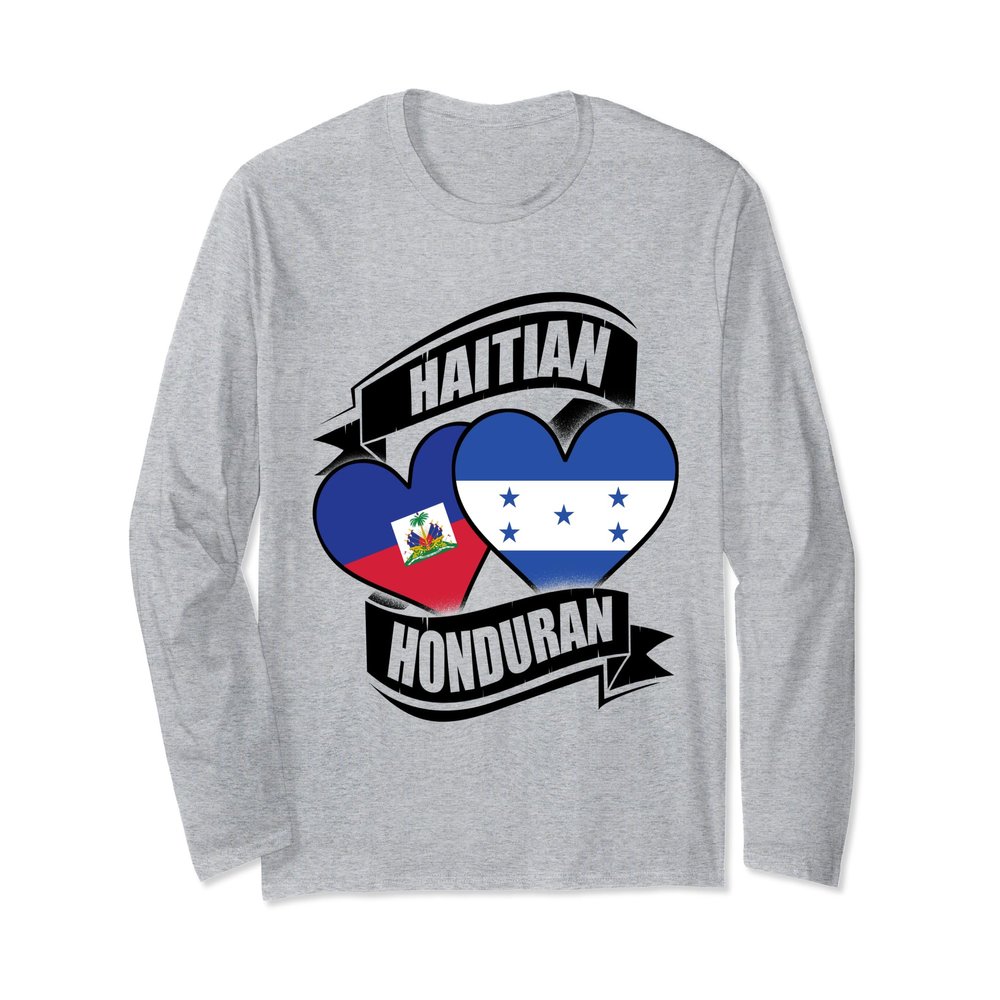 Haitian Honduran Hearts Haiti Honduras Flags Long Sleeve T-Shirt