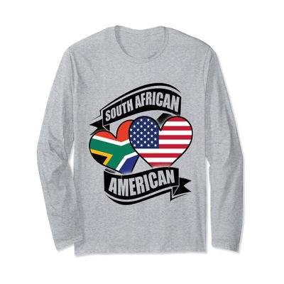 South African American Hearts USA South Africa Flags Long Sleeve T-Shirt
