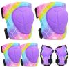 FIODAY Knee Pads for Kids Adjustable Kids Knee Pads and Elbow Pads with Wrist Guard for Girls Roller Skates Cycling Bike Skateboard Scooter Knee Pads, 3-8 Years,Rainbow Mermaid view 1