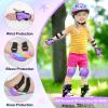 FIODAY Knee Pads for Kids Adjustable Kids Knee Pads and Elbow Pads with Wrist Guard for Girls Roller Skates Cycling Bike Skateboard Scooter Knee Pads, 3-8 Years,Rainbow Mermaid view 3